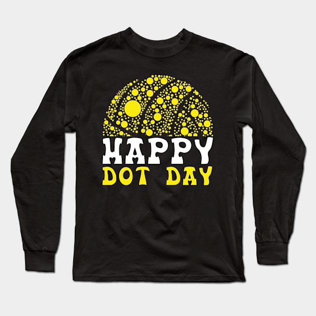 Happy International Dot Day Colorful Polka Dot Dinosaur Boys Long Sleeve T-Shirt by The Design Catalyst